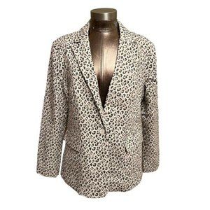 Nine West Womens White Gray Blush Cheetah Blazer